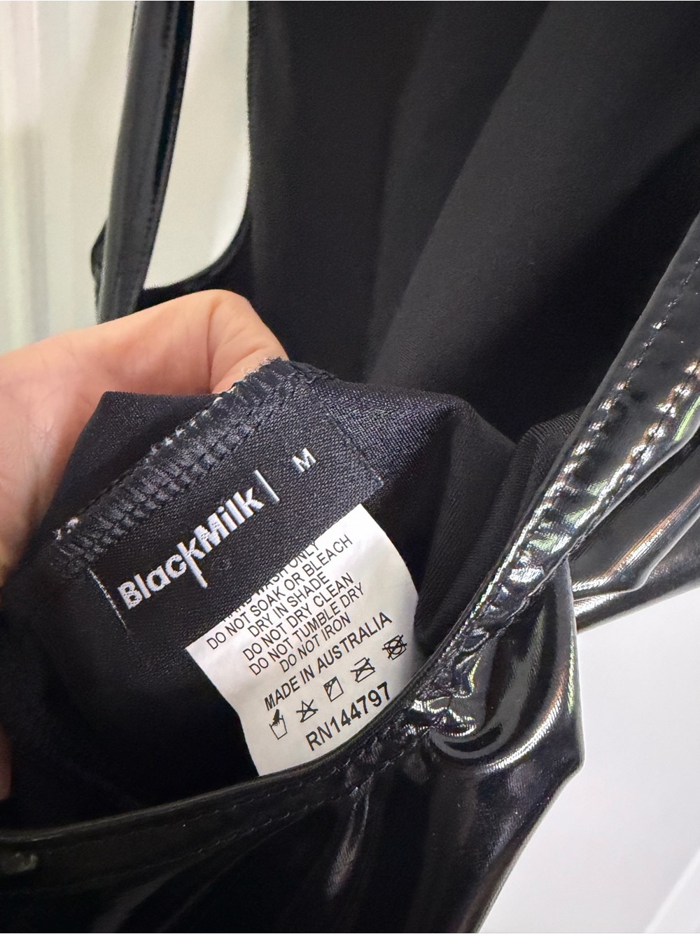 Blackmilk Black Patent Skater Mini Dress - Picture 2 of 3